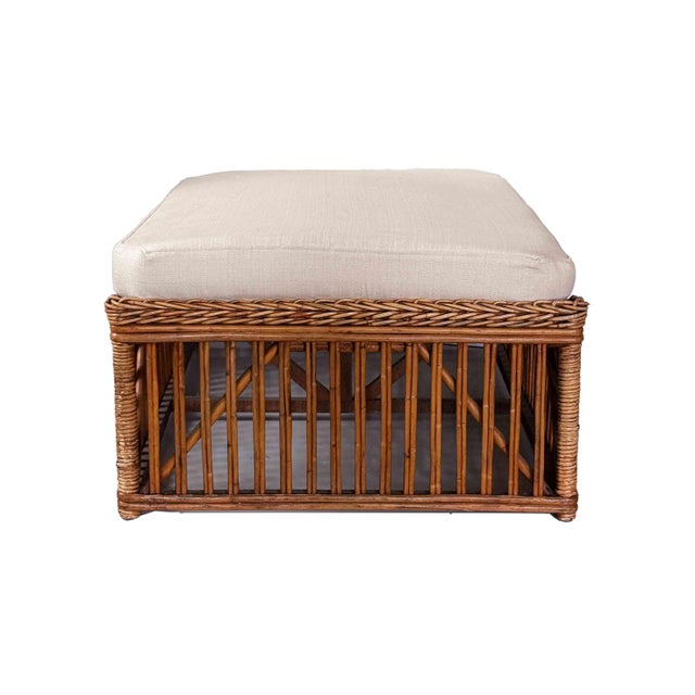 Stick Reed Bench With Custom Upholstered Cushion For Sale - Image 4 of 5