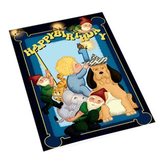 Boy's First Birthday Greeting Card, Gold Foil, Artist Signature Alieska & Jose For Sale