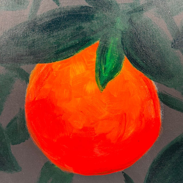 Contemporary Original Contemporary Still Life Orange Painting on Canvas, Signed For Sale - Image 3 of 9