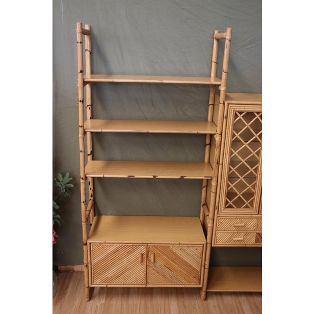 1950s Large Italian Rattan and Bamboo Bookcase, 1960s For Sale - Image 5 of 11