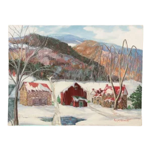 Ann Yost Whitesell Houses 'In the Pocono's' Winter Landscape Original Oil Painting