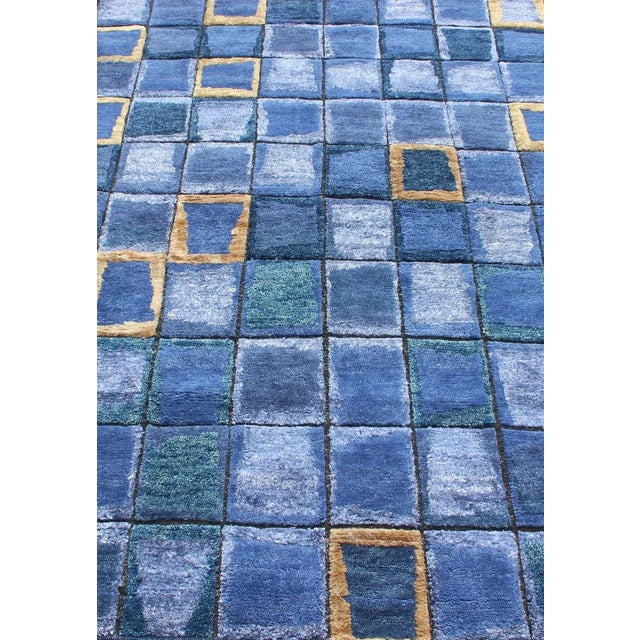 Scandinavian Piled Rug by Keivan Woven Arts, Geometric Design 5'1 X 7'6 For Sale - Image 9 of 11