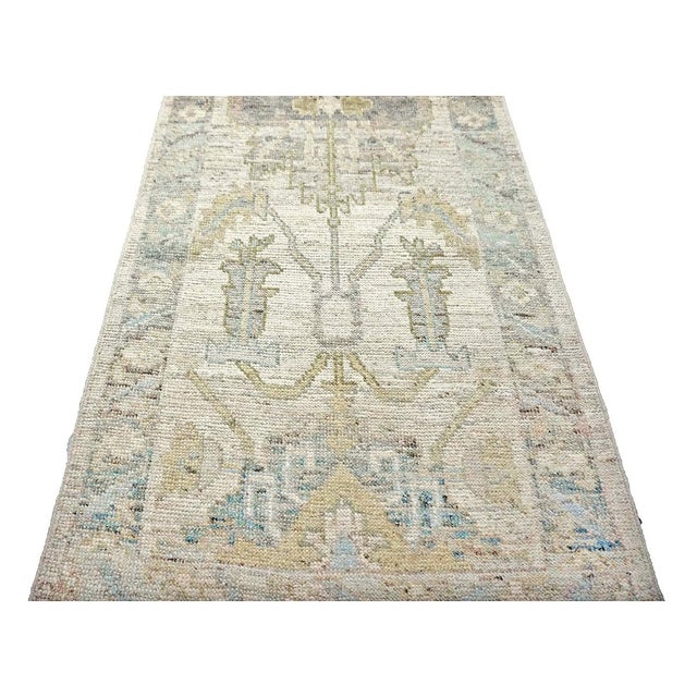 21st Century Turkish Oushak Wool 3x19 Yellow, Ivory & Charcoal Handmade Runner Rug #1144136 For Sale In Houston - Image 6 of 10