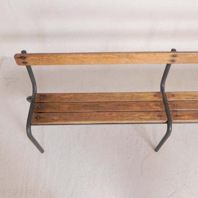 Wood French School Slatted Bench, 1960s For Sale - Image 7 of 18