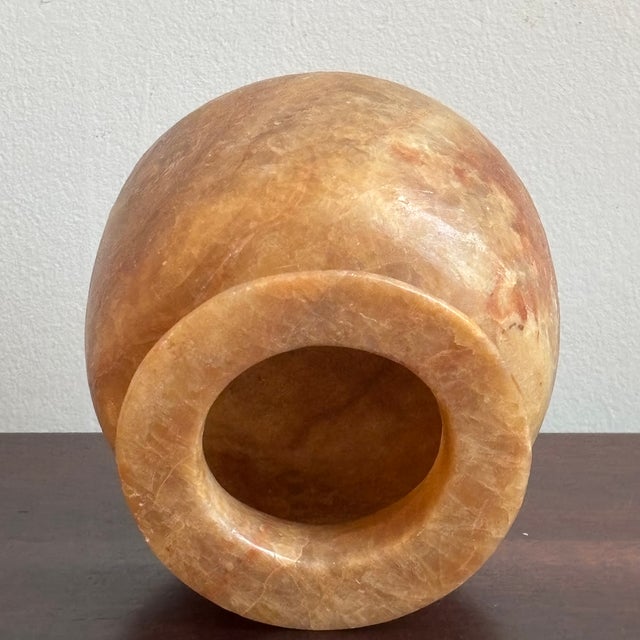 Stone Vintage Handcrafted Egyptian Alabaster Vase For Sale - Image 7 of 18