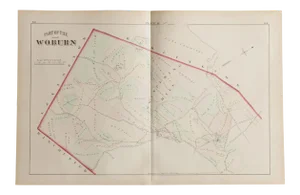 Antique Woburn Massachusetts Atlas Map Plate O