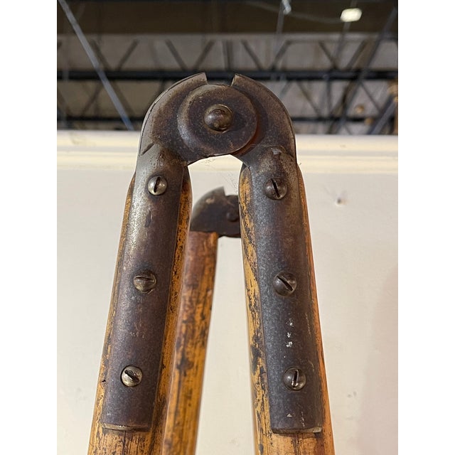 Brown 19th Century French Bamboo Folding Double Library Ladder For Sale - Image 8 of 18