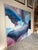 Striking oversized expressionist abstract painting by Philip Alcock, dated 1986, executed in acrylic on canvas. This...
