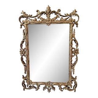 Vintage Mid 20th Century Ornate Floral Gold Wall Mirror For Sale