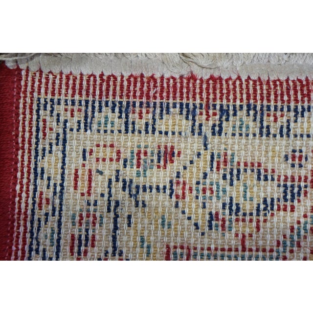 Vintage Belgium 100% Virgin Wool Oriental Paisley Rug Runner Carpet Mat 34" For Sale - Image 9 of 10