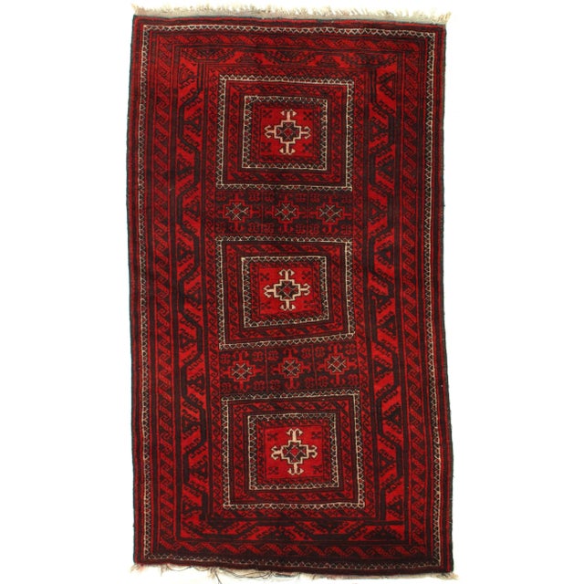 1950s 1950s Semi-Vintage Afghan Baluch Rug - 3′9″ × 6′7″ For Sale - Image 5 of 5