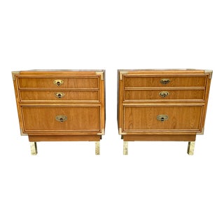 Lexington Midcentury Campaign Nightstands - a Pair For Sale