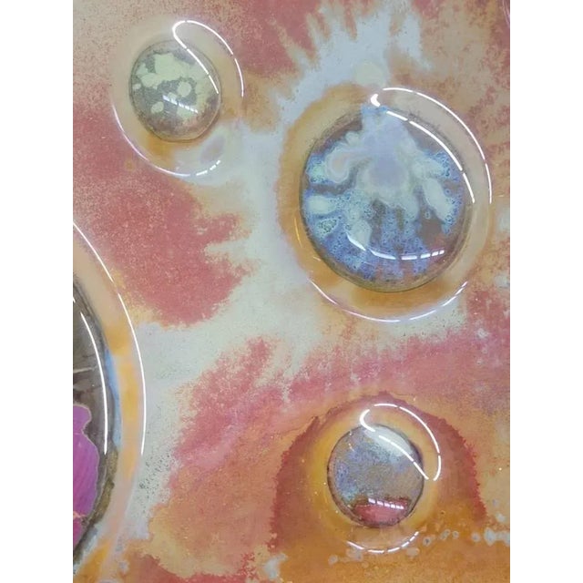 Mid-Century Modern Vintage 1970s Op Art Dichroic Glass Centerpiece Bowl — Color Explosion Design For Sale - Image 3 of 10