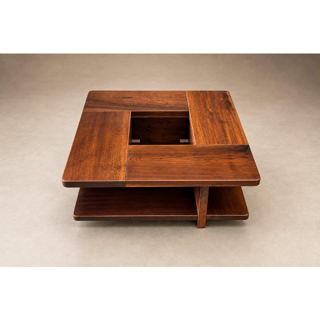 1960s Brazilian Modern Imbuia Coffee Table with Central Flower Vase Opening and Open Display Shelves, Casa Finland, Brazil, 1960s - lot 1129 For Sale - Image 5 of 18