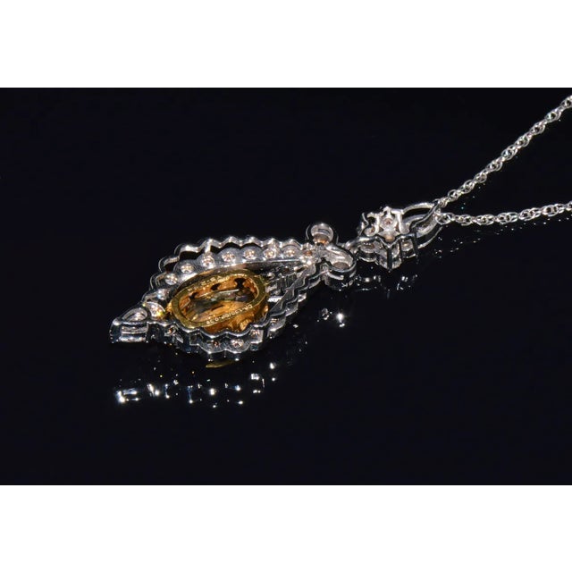 Early 21st Century GIA Natural 4.54Cts VS F Diamond No Heat Sapphire 18K Solid Gold Pendant For Sale - Image 5 of 9