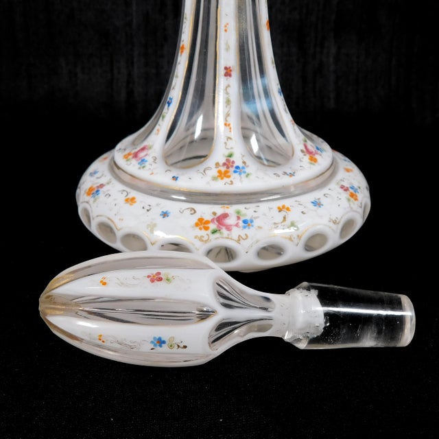 1930s 1930s White Floral Cut to Clear Perfume Bottle For Sale - Image 5 of 6