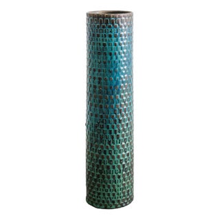 Mid-Century Swedish Turquoise Blue Cylinder Vase by Stig Lindberg for Gustavsberg, Sweden, 1950s For Sale
