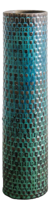 Mid-Century Swedish Turquoise Blue Cylinder Vase by Stig Lindberg for Gustavsberg, Sweden, 1950s