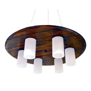Rosewood &amp; Acrylic Glass Chandelier from Stilux Milano, 1960s For Sale