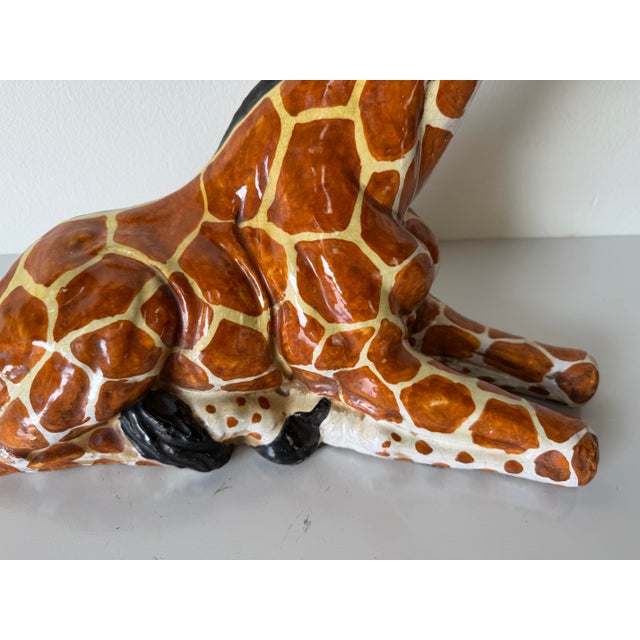 Orange Vintage Italian Handcrafted Terracotta Giraffe Sculpture For Sale - Image 8 of 12