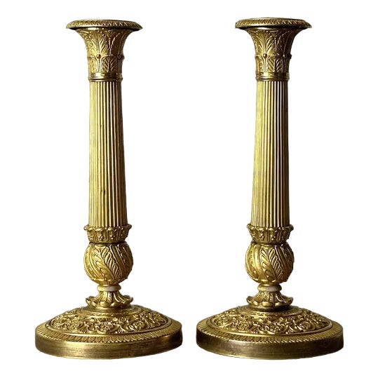 Candlesticks in Gilded Bronze, Set of 2 For Sale