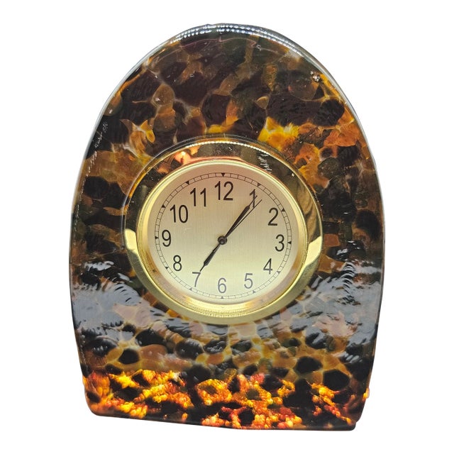 Steven Smeyers Art Glass Paperweight Clock Signed 4” Diameter For Sale