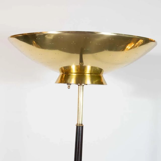 Mid-Century Modern Floor Lamp in Brass and Ebonized Walnut by Gerald Thurston For Sale - Image 10 of 13