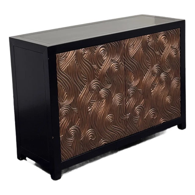 Robert Kuo for McGuire Furniture Dragon Swirl Bar Cabinet For Sale