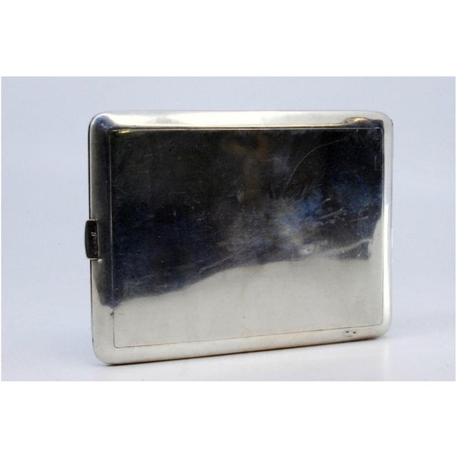 Silver Cigarette Case with Asymmetrical Engravings For Sale - Image 3 of 9