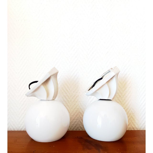 Art Deco Wall Sconces in Porcelain and Opaline, 1950s, Set of 2 For Sale - Image 10 of 11