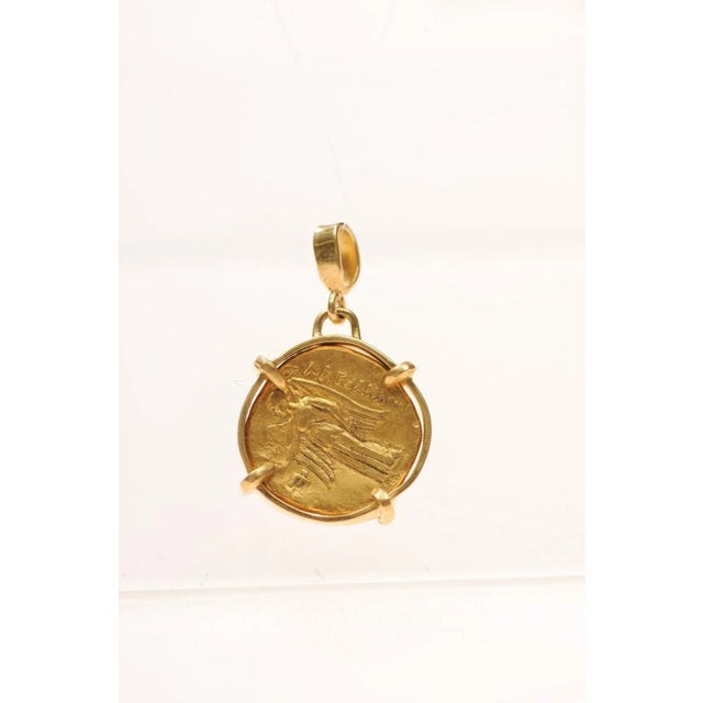 Contemporary Greek Gold Stater Coin Pendant Trimmed in 22k Gold For Sale - Image 3 of 12