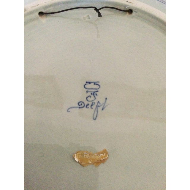 1940s Royal Delft Dutch Delftware Hand Painted Wall Plate For Sale - Image 9 of 10