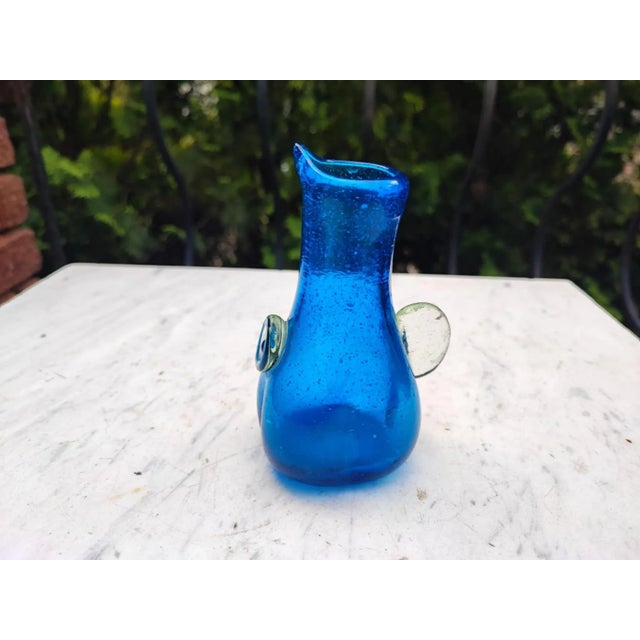 1970s Vintage Blue Glass Vase, 1960s For Sale - Image 5 of 8