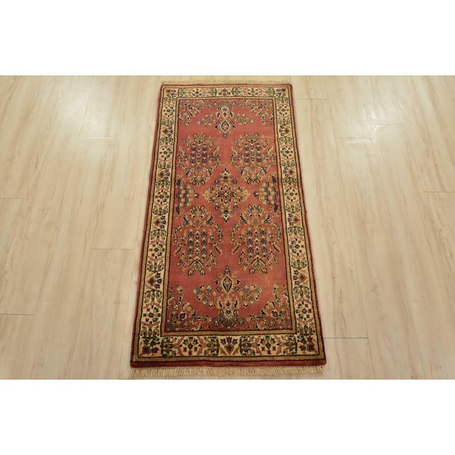 Farmhouse Fine Sarouk Rug 2’4” X 4’8” Pink Wool Traditional Hand-Knotted Oriental Carpet For Sale - Image 3 of 9