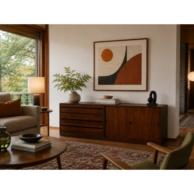 Mid-Century Modern Rare Rosewood Mid-Century Modern Credenza | Floating or Floor Standing For Sale - Image 3 of 9