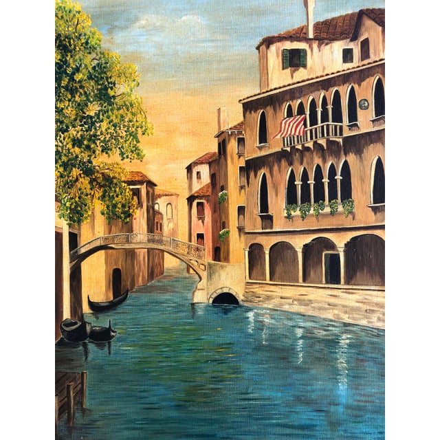 1970 Framed Original Oil Painting of Venice by G P For Sale - Image 4 of 9