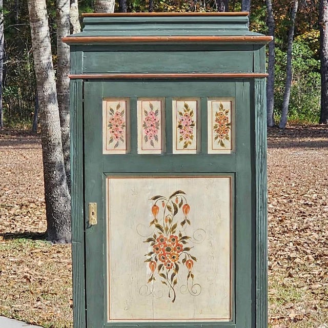 Gorgeous Early 1800s German Hand-Painted Folk Art Wardrobe, Authentic Marriage/Bridal Wardrobe For Sale - Image 4 of 11