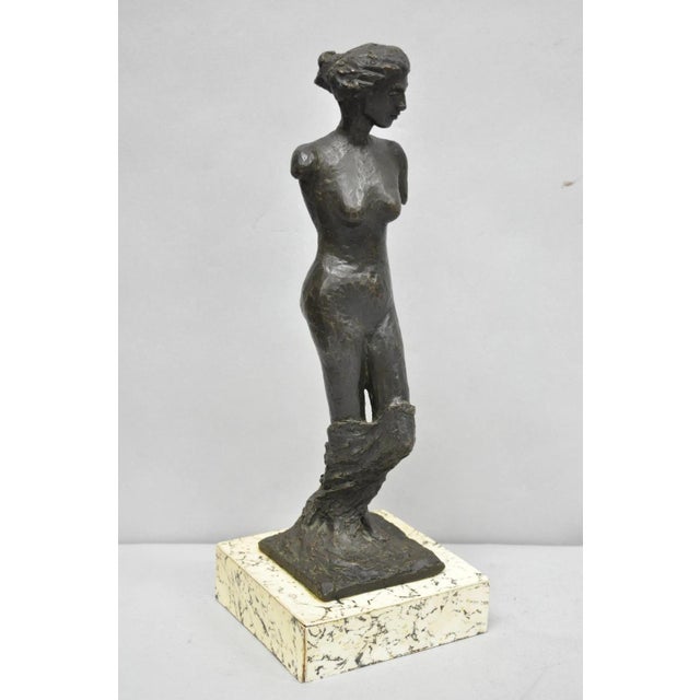 Mid-Century Modern Vintage Mid Century Modern Bronze Nude Woman Sculpture Figure Signed "A Risi" For Sale - Image 3 of 18