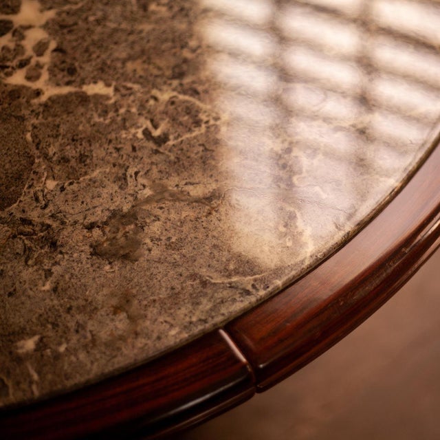 Brown Brutalist Marble & Rosewood Dining Table, 1970s For Sale - Image 8 of 15