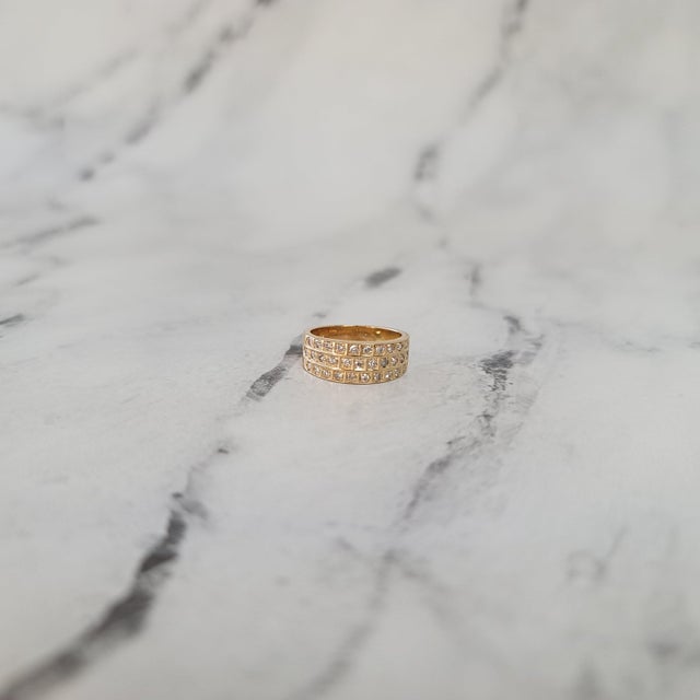 Three Row Diamond Wedding Band .50cttw 14k Yellow Gold, Size 9 For Sale - Image 4 of 6