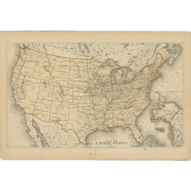 Paper Map of the United States with Territorial Boundaries, 1874 For Sale - Image 7 of 7