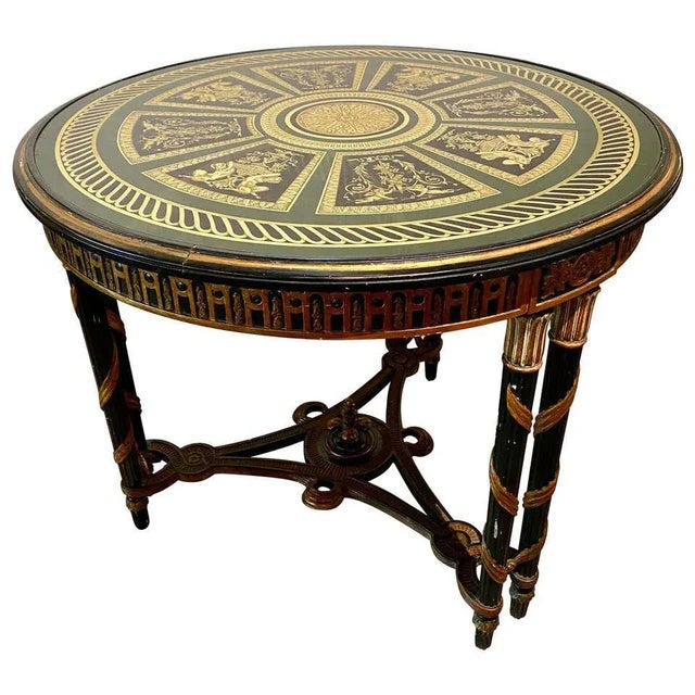 Hollywood Regency French Neoclassical Style Églomisé Center Table, End Table For Sale - Image 13 of 13