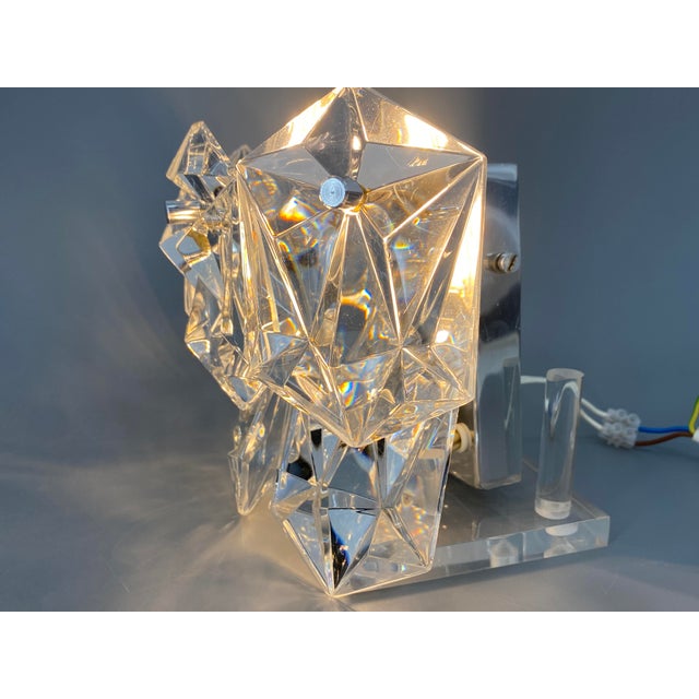 Vintage Wall Lamps in Crystal Glass and Chrome from Kinkeldey, 1970s, Set of 2 For Sale - Image 6 of 13