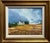 Vintage original oil painting of a New England landscape with a church. In original gilt wood frame with linen liner....