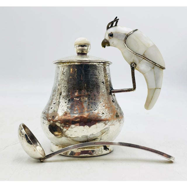 1960s Los Castillo Taxco Parrot Pitcher Tea Set Silver Plate Hardstone - 4pcs For Sale - Image 13 of 18