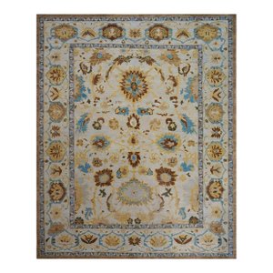 Afghan Sultanabad Wool 8x10 Blue, Ivory & Beige Handmade Area Rug #1143688