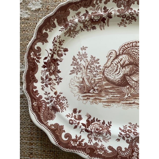 Ceramic Vintage Brown Transferware Copeland Spode "Turkey" Serving Platter For Sale - Image 7 of 10
