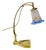 Art Nouveau Brass Table Lamp with Glass Paste Lampshade, 1920s For Sale