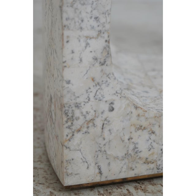 Glass Pair Maitland Smith Modern Design Marble & Glass End Tables For Sale - Image 7 of 13