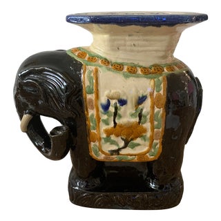 Glazed Chinese Sancai Elephant Garden Stool For Sale